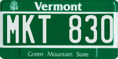VT license plate MKT830