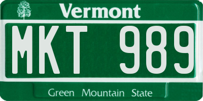 VT license plate MKT989