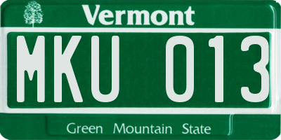 VT license plate MKU013