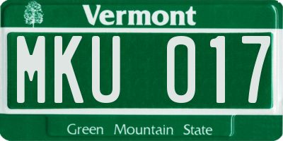 VT license plate MKU017