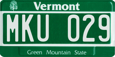 VT license plate MKU029