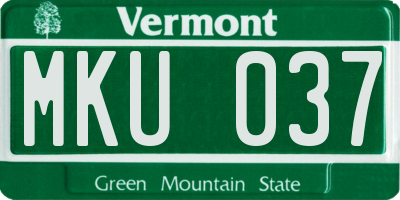 VT license plate MKU037