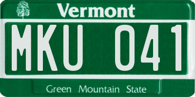 VT license plate MKU041