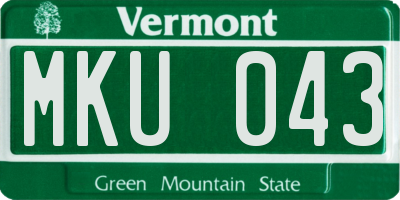 VT license plate MKU043