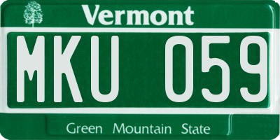VT license plate MKU059
