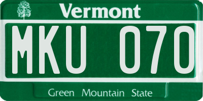 VT license plate MKU070