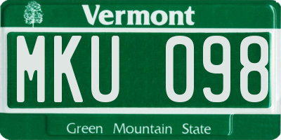 VT license plate MKU098