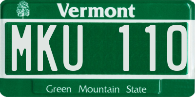 VT license plate MKU110