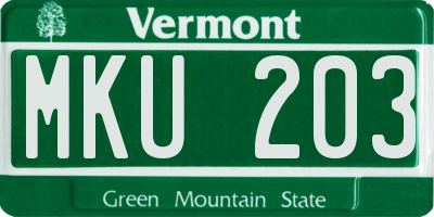 VT license plate MKU203