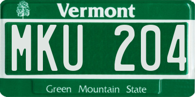 VT license plate MKU204