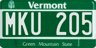 VT license plate MKU205
