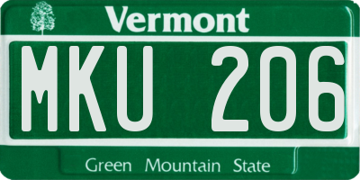 VT license plate MKU206