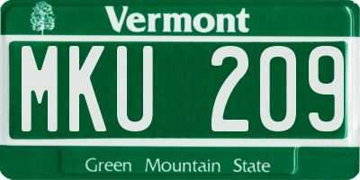 VT license plate MKU209