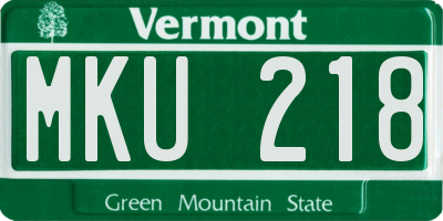 VT license plate MKU218