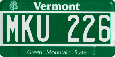 VT license plate MKU226