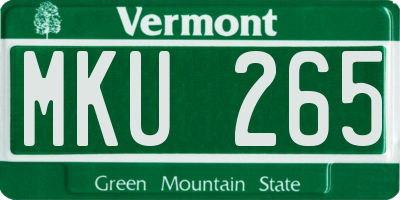 VT license plate MKU265