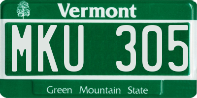 VT license plate MKU305