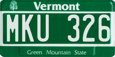 VT license plate MKU326