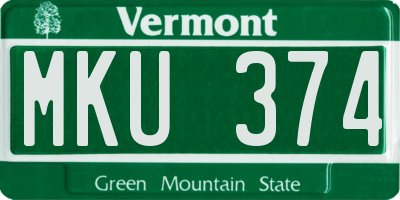 VT license plate MKU374