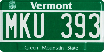 VT license plate MKU393