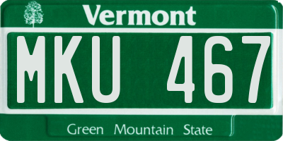 VT license plate MKU467