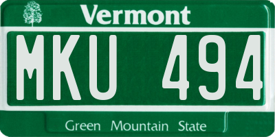 VT license plate MKU494