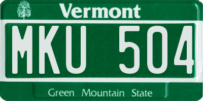VT license plate MKU504