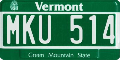 VT license plate MKU514