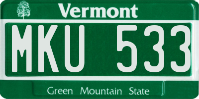 VT license plate MKU533