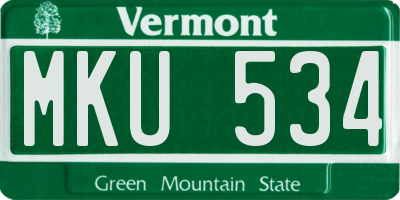 VT license plate MKU534