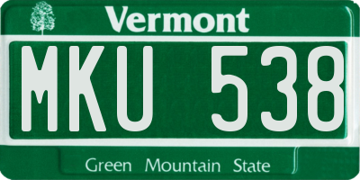 VT license plate MKU538