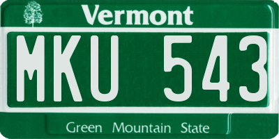 VT license plate MKU543