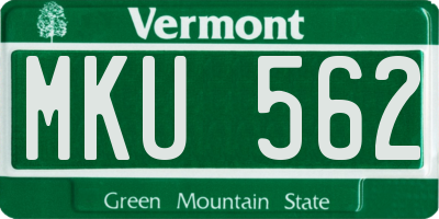 VT license plate MKU562