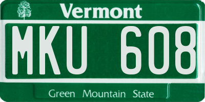 VT license plate MKU608