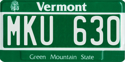 VT license plate MKU630