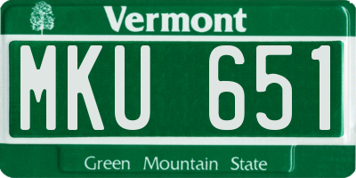 VT license plate MKU651
