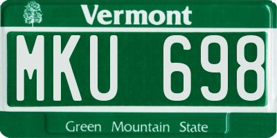 VT license plate MKU698