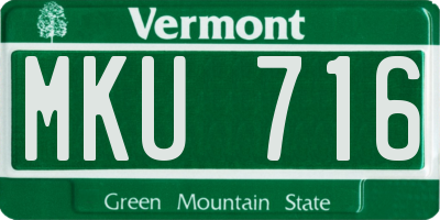 VT license plate MKU716