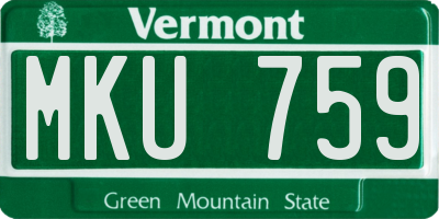 VT license plate MKU759
