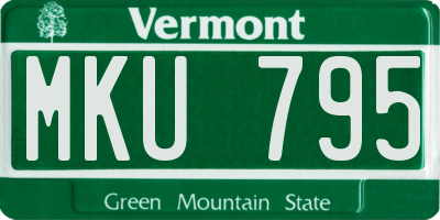 VT license plate MKU795