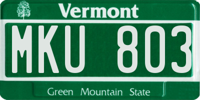 VT license plate MKU803