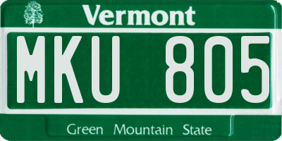 VT license plate MKU805