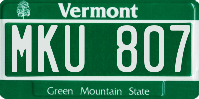 VT license plate MKU807