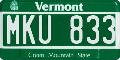 VT license plate MKU833