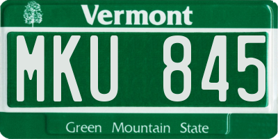 VT license plate MKU845