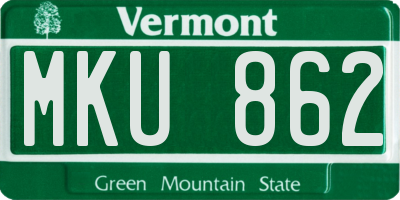 VT license plate MKU862
