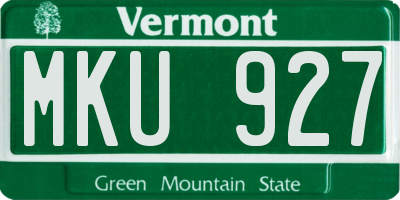VT license plate MKU927