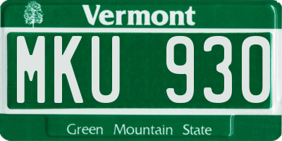 VT license plate MKU930