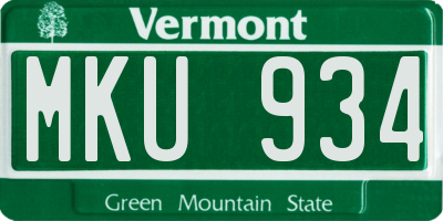 VT license plate MKU934