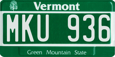 VT license plate MKU936